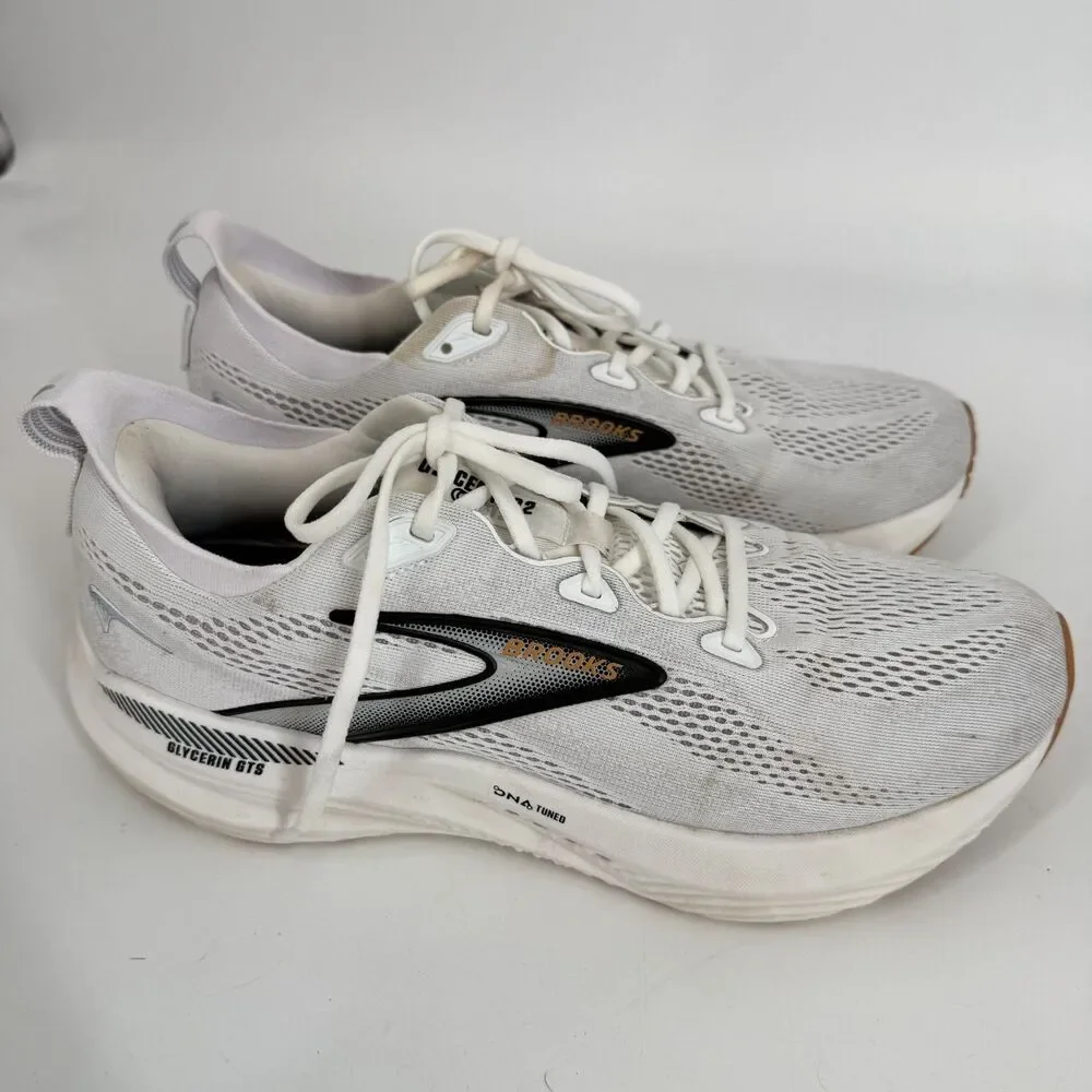 Brooks Mens Running Shoes Glycerin GTS 22 Size 12B White Outdoor Sports Tennis